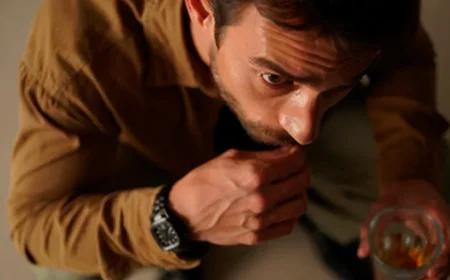 Мужчина с алкоголем вид сверху